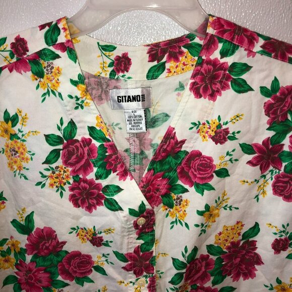 Vintage Gitano Large Floral Button Up Shirt Accent Cottage Whimsy Boho NWT - Picture 4 of 9